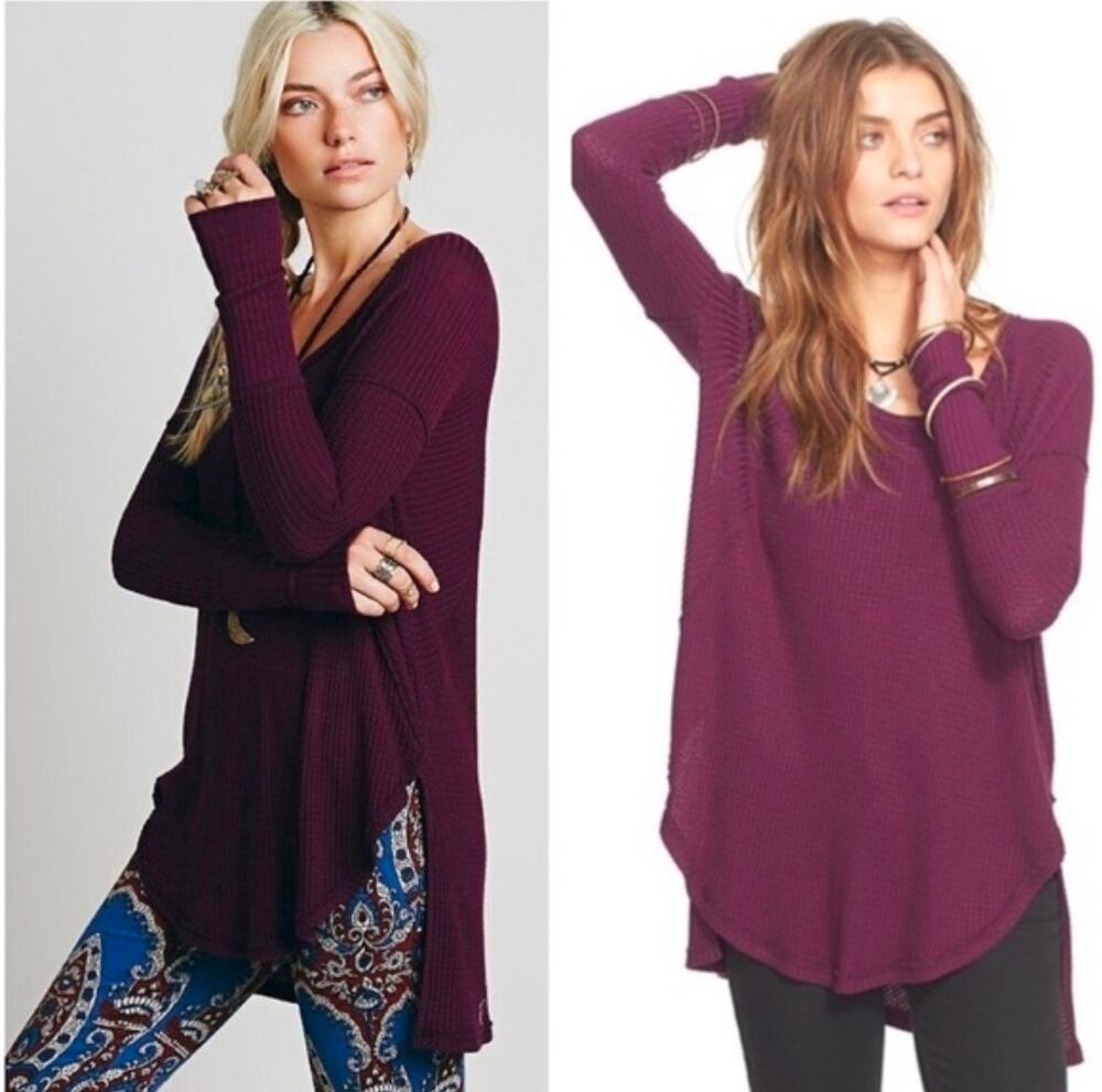 Free People Ventura Thermal Tunic Top purple XS